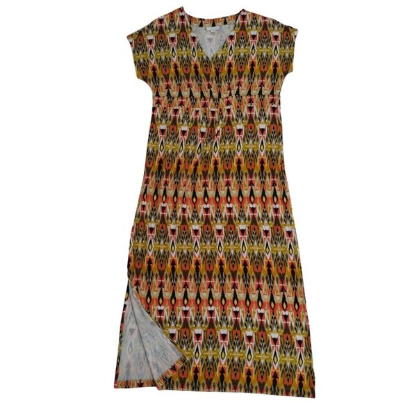 J.Jill Womens S Multicolor Geometric Print V-Neck Midi Dress, Rayon, Spandex. - Picture 5 of 8